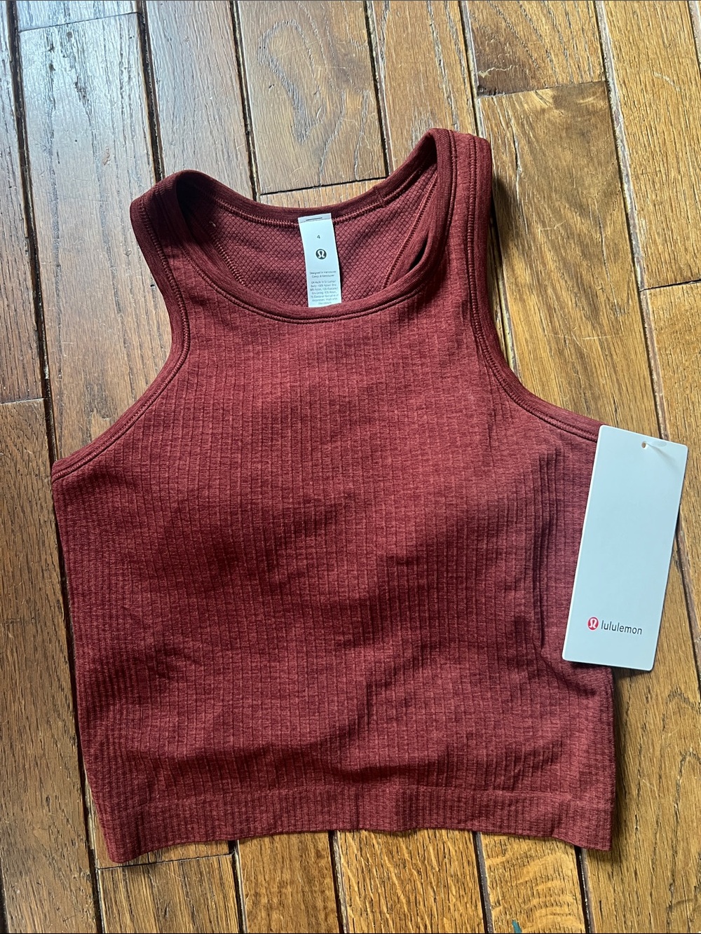Lululemon Rockwood Red Ebb To Street Cropped Racerback Tank Size 4 NWT